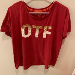 Red with gold foil details Orangetheory crop top